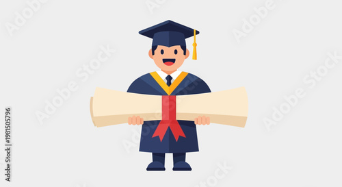 Happy Graduate Student Holding Diploma After Successful Academic Achievement.