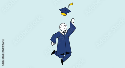 Happy graduate throwing cap in air celebrating achievement.