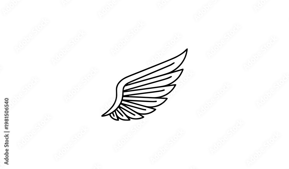 Obraz premium Minimal wing logo design modern feather icon abstract vector illustration