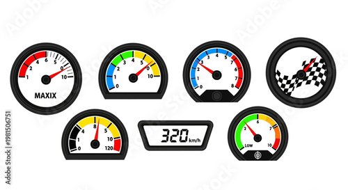 Speedometer Dashboard Collection: Racing, Speed, Performance Gauges