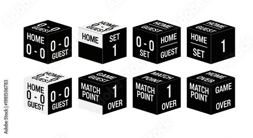 Sports Score Dice Set: Home, Guest, Set, Match Point, Game Over