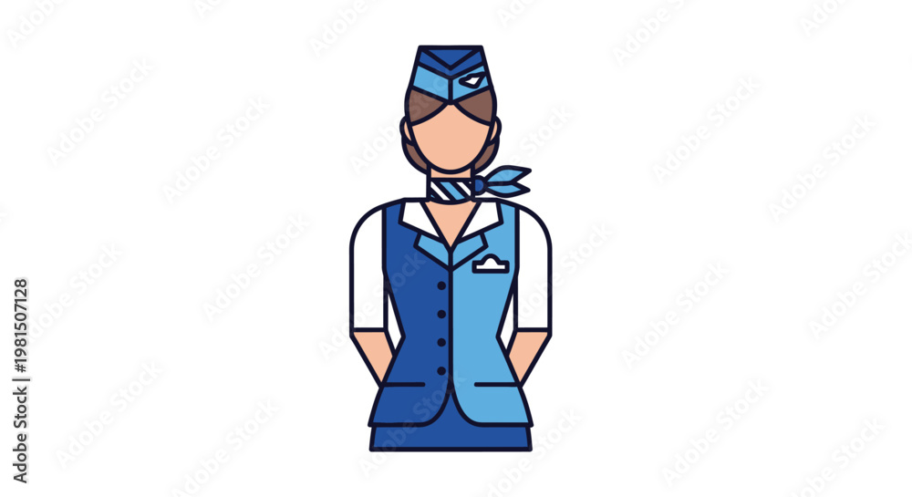 Fototapeta premium Illustration of a female flight attendant.