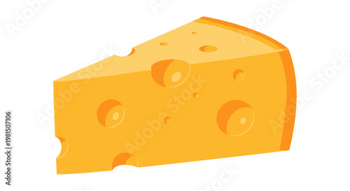 A wedge of yellow cheese with holes.