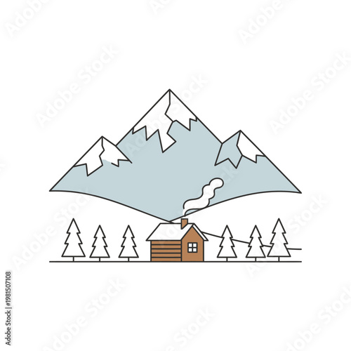 Cozy Log Cabin Nestled Among Pine Trees.