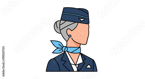 cartoon illustration of female flight attendant.