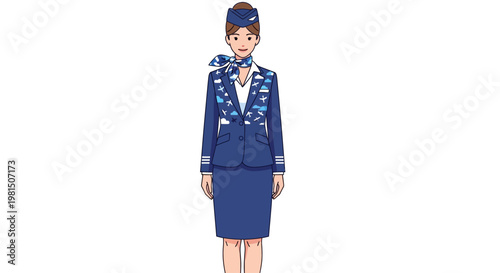 Illustration of a female flight attendant.
