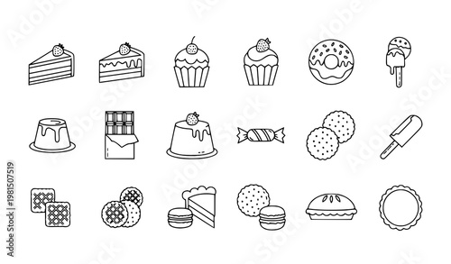 Cafeteria line icons set – food service outline vector collection
