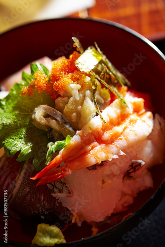 Seafood rice bowl, Japanese food