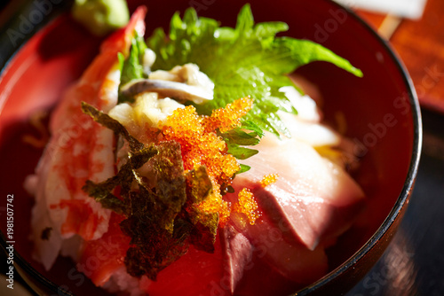 Seafood rice bowl, Japanese food