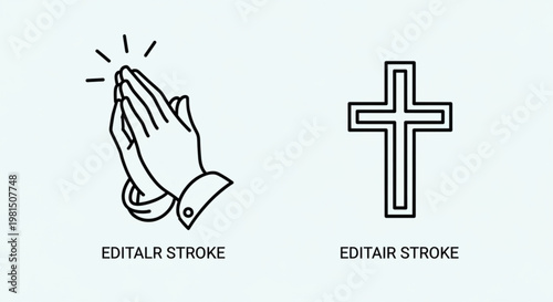 Praying hands and cross symbol for faith spirituality and religion concepts