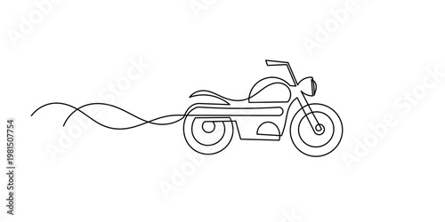 Minimal Continuous Line Motorcycle Illustration with Retro Style. Minimal Continuous Line Motorcycle Illustration with Retro Style
