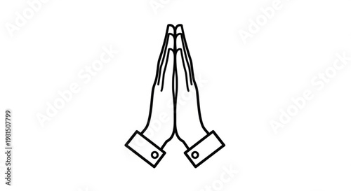 Praying hands in a gesture of gratitude and hope with clasped fingers and cuffs