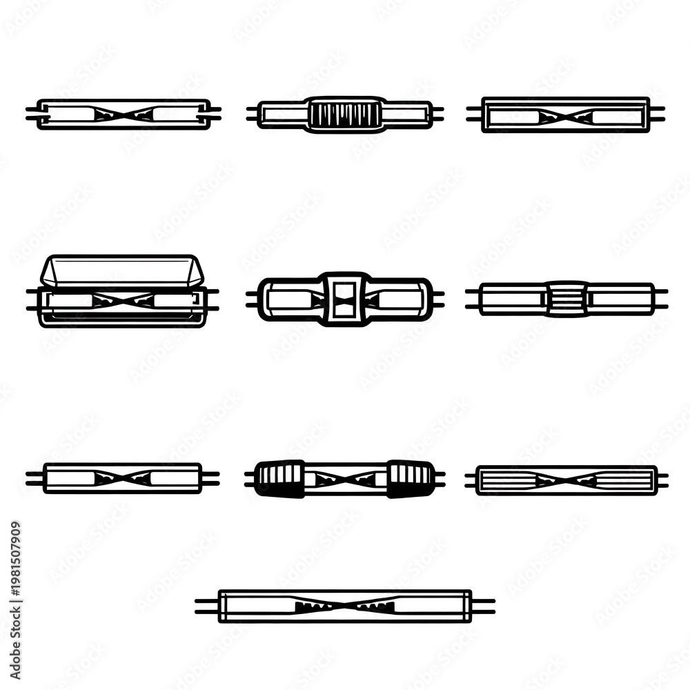 Fototapeta premium resistor electronic symbol icons set black and white