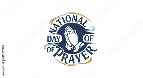 National day of prayer logo with praying hands and text on white background