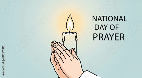 Hands in prayer with candle on national day of prayer symbolizing hope and spirituality