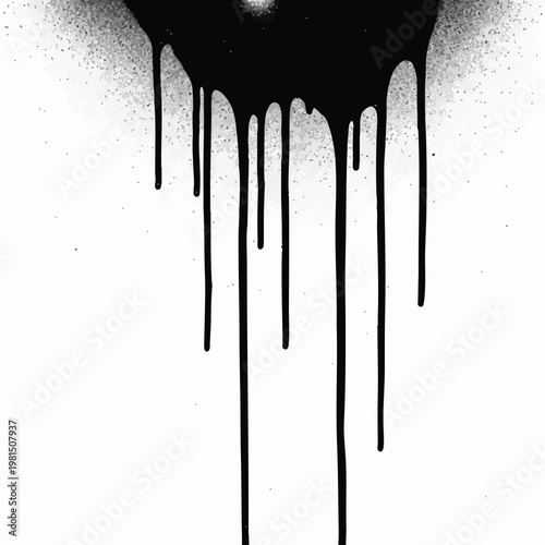 Abstract Black Paint Drip on White Background for Art and Creative Projects