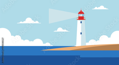 Lighthouse standing tall on the coast, guiding ships safely.
