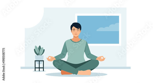 Man Meditating in Lotus Pose for Inner Peace and Mindfulness.