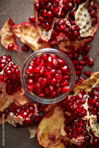 pomegranate on a grey background