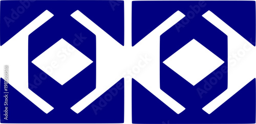 The deep cobalt blue and white color palette provides high contrast and a sense of reliability.