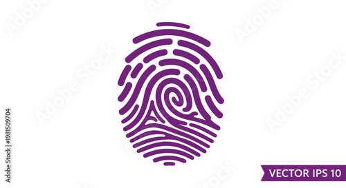 Purple Fingerprint Icon - Identity, Security, Biometric Scan, Personal Data