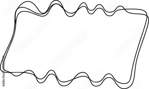 Abstract Hand-Drawn Wavy Rectangle Frame Vector Illustration - Irregular Border with Simple Outline Design