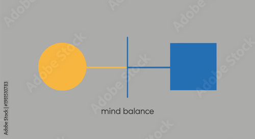 Mind Balance Concept with Geometric Shapes and Connecting Lines.
