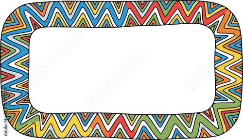 Colorful zigzag border vector with white blank space in the middle for text