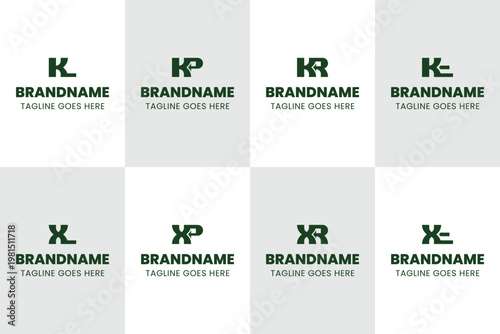 Letters KL KP KR KT XL XP XR XT Monogram Logo, for LK PK RK TK LX PX RX TX initials