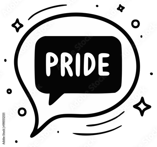 Pride text in speech bubble vector illustration