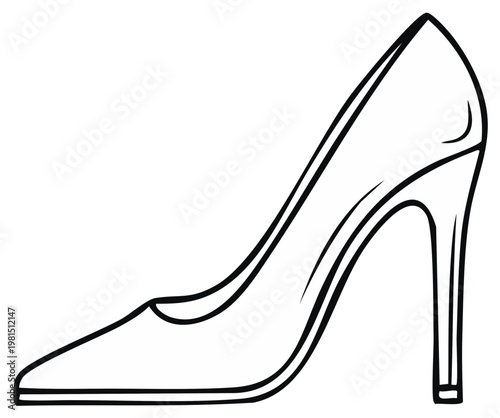 Elegant high heel shoe outline artistic drawing fashion footwear concept