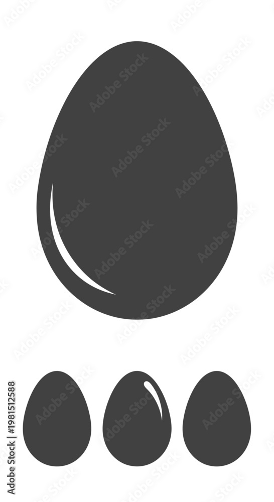 Fototapeta premium Large Egg Above Three Small Eggs Icon