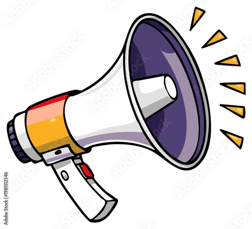 Cartoon Megaphone Announcing Announcement, Communication, and Broadcasting