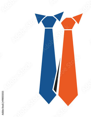 Two Neckties, Blue and Orange, Side by Side, Business Fashion Concept