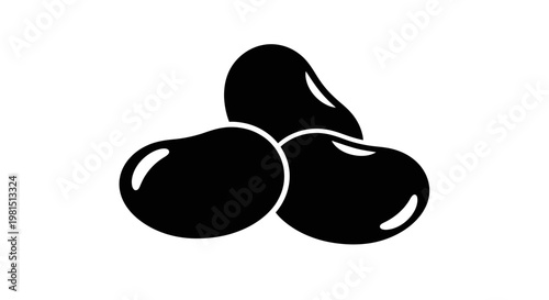 Black Beans Icon - Simple Graphic Representation of Three Beans