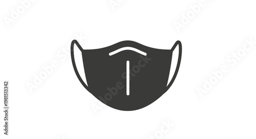 Black face mask icon, simple graphic symbol for protection and health