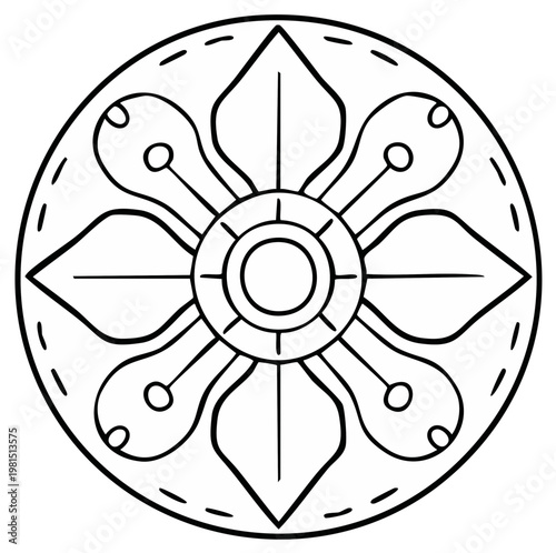 Simple Circular Mandala Design Outline Art Decoration