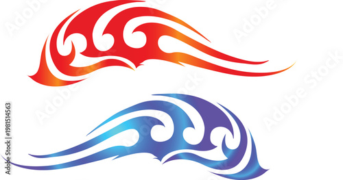 Tribal fire flame side car sticker decal vinyl vector.