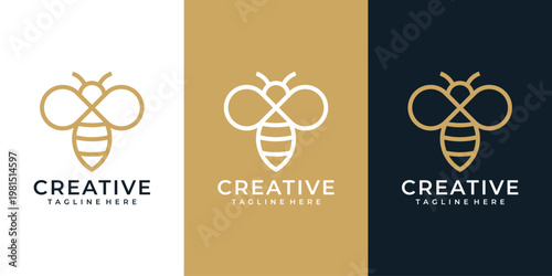 Creative monogram bee logo vector design collection