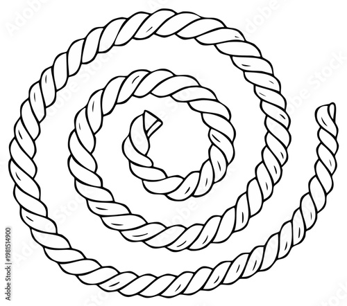 Thick, braided cord forming a tight spiral shape, drawn in a simple, clean line art style