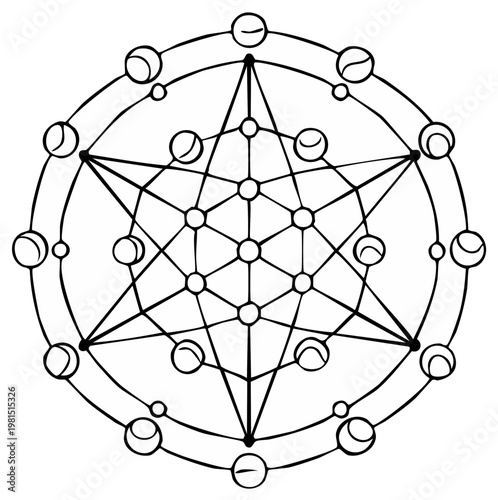 Sacred geometry design Metatron's Cube symbol abstract spiritual pattern