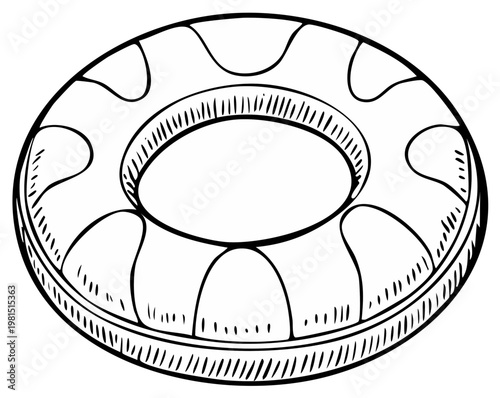 Line Art illustration of donut shape or swimming float for summer fun and relaxation