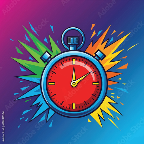 Vibrant Stopwatch with Colorful Background.