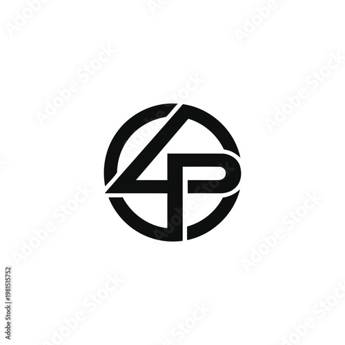 Modern 4P Monogram Logo in Circle
