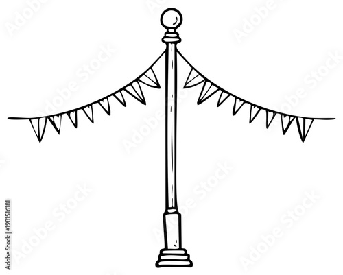 Drawn illustration of a pennant banner pole