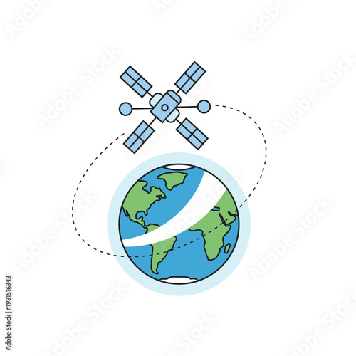 Satellite Orbiting Earth Illustrating Global Connectivity.