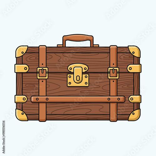 Vintage Brown Leather Travel Luggage Suitcase.