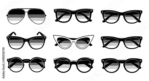 Collection of Diverse Sunglasses Styles: Fashionable Eyewear Assortment