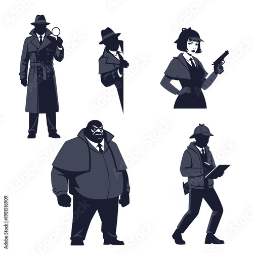 Detective Team Silhouette: Investigation, Mystery, and Crime Solving Characters