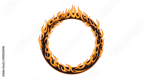 Fiery Ring of Flames Border - Dynamic Circle of Fire Element for Design